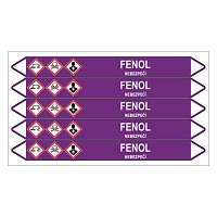 Značení potrubí, fenol,5 ks, 150 × 12 mm